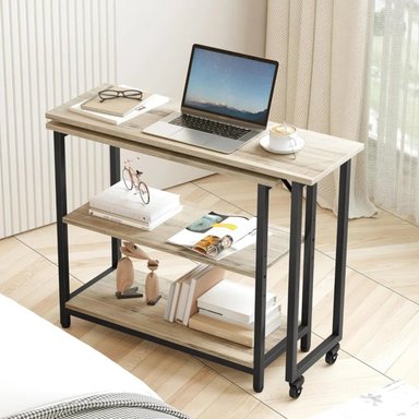 ESCRITORIO PLEGABLE R&R MUEBLES HITOMY 80 CM X 30 CM MARRÓN CLARO/NEGRO - 1