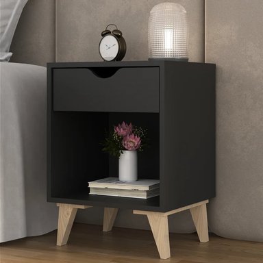 VELADOR R&R MUEBLES VINTAGE GIRONA 1 CAJÓN NEGRO