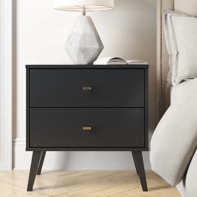 VELADOR R&R MUEBLES MODERNO ABRAHAM 2 CAJONES NEGRO