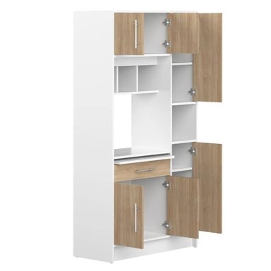 MUEBLE PARA MICROONDAS R&R MUEBLES SHINYA 1 CAJÓN BLANCO Y MARRON RYR MUEBLES - 2