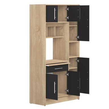 MUEBLE PARA MICROONDAS R&R MUEBLES SHINYA 1 CAJÓN MARRON Y NEGRO RYR MUEBLES - 2