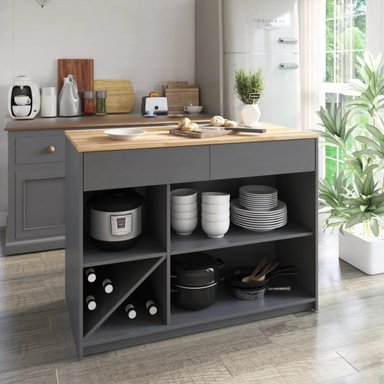 ISLA DE COCINA MODERNA RAIZA GRIS 120 CM RYR MUEBLES