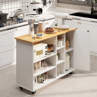 ISLA DE COCINA R&R MUEBLES VANIA CON RUEDAS BLANCO 1 PUERTA RYR MUEBLES