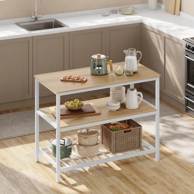 ISLA DE COCINA R&R MUEBLES ALESSIO MODERNA MARRÓN CLARO/BLANCO RYR MUEBLES