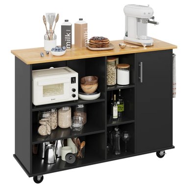 ISLA DE COCINA CON RUEDAS VANIA NEGRO 1 PUERTA RYR MUEBLES - 3