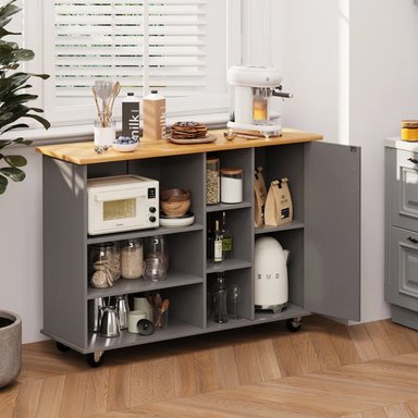 ISLA DE COCINA R&R MUEBLES VANIA CON RUEDAS GRIS 1 PUERTA RYR MUEBLES - 2