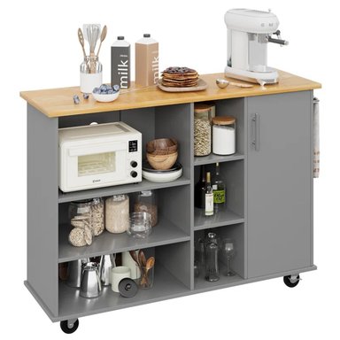ISLA DE COCINA R&R MUEBLES VANIA CON RUEDAS GRIS 1 PUERTA RYR MUEBLES - 3