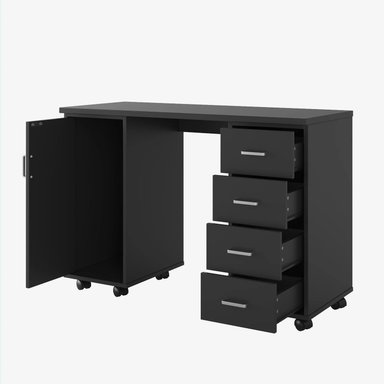 ESCRITORIO R&R MUEBLES MERLIN 120 CM X 47.5 CM NEGRO CON RUEDAS - 2