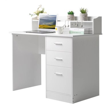 ESCRITORIO MODERNO R&R MUEBLES ADAMS 110 CM X 50 CM BLANCO ORGANIZADOR 3 CAJONES - 2