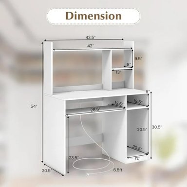 ESCRITORIO MODERNO R&R MUEBLES ROLO 110 CM X 52 CM BLANCO - 2