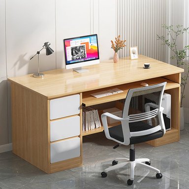 ESCRITORIO MODERNO R&R MUEBLES GIN 120 CM X 50 CM MARRÓN CLARO 3 CAJONES