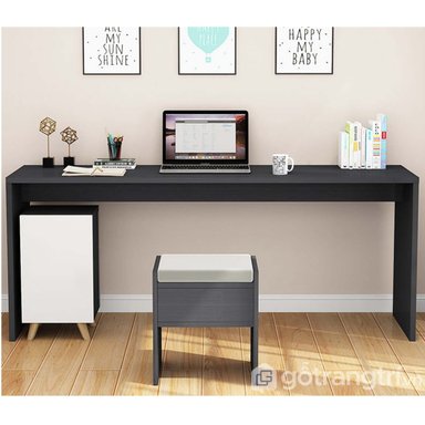 ESCRITORIO MODERNO R&R MUEBLES AUGUST 160 CM X 40 CM NEGRO CON BANQUETA JUNE