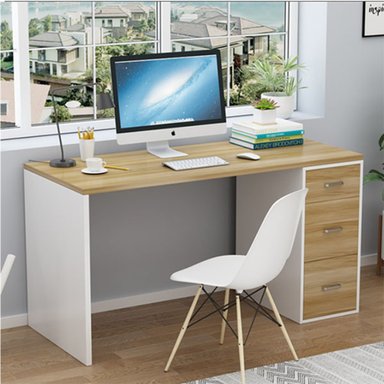 ESCRITORIO MODERNO GARY MARRÓN CLARO - BLANCO 3 CAJONES RYR MUEBLES