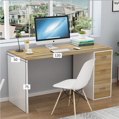 ESCRITORIO MODERNO GARY MARRÓN CLARO - BLANCO 3 CAJONES RYR MUEBLES - 2
