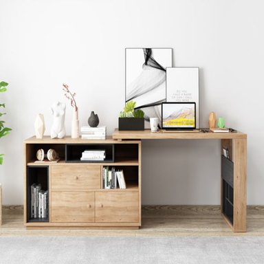 ESCRITORIO MODERNO R&R MUEBLES RENATA 120 CM X 60 CM MARRÓN CLARO EXPANDIBLE