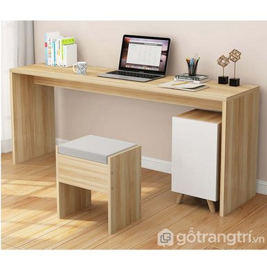 ESCRITORIO MODERNO R&R MUEBLES JULY 160 CM X 40 CM MARRÓN CLARO CON BANQUETA JUNE