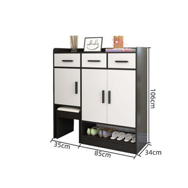 ZAPATERA R&R MUEBLES WALLY NEGRO MODERNA CON BANQUETA