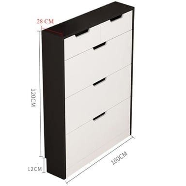ZAPATERA R&R MUEBLES MEGAN NEGRO MODERNA BLANCO - 3