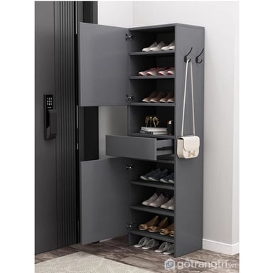 ZAPATERA R&R MUEBLES ZENDA GRIS OSCURO MODERNA ALTO 180CM - 2