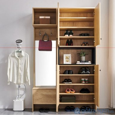 ZAPATERA MODERNA ALTA CON ESPEJO JULIETT MARRÓN CLARO RYR MUEBLES - 2