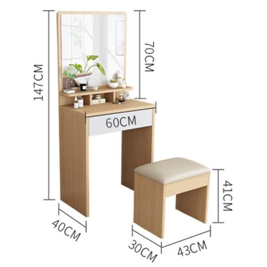 TOCADOR R&R MUEBLES ISIDRO MARRÓN CLARO CON BANQUETA MODERNO 60CM - 2