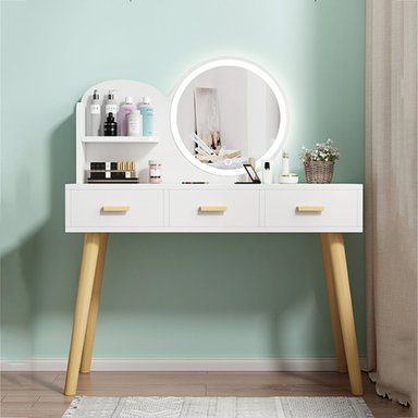 TOCADOR R&R MUEBLES PASCO BLANCO VINTAGE CON ESPEJO LUZ LED