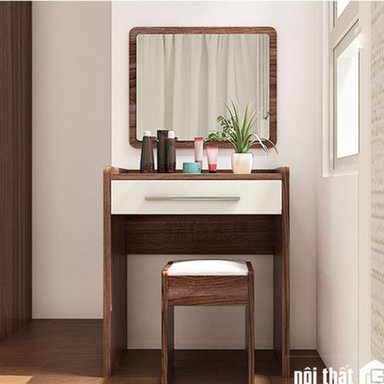 TOCADOR R&R MUEBLES AMAZONAS MARRÓN CON ESPEJO Y BANQUETA