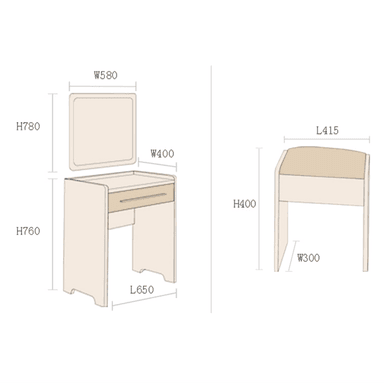 TOCADOR R&R MUEBLES AMAZONAS MARRÓN CON ESPEJO Y BANQUETA - 3