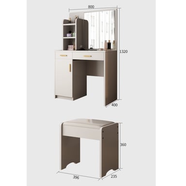 TOCADOR R&R MUEBLES TRUJILLO BLANCO CON BANQUETA MODERNO - 2