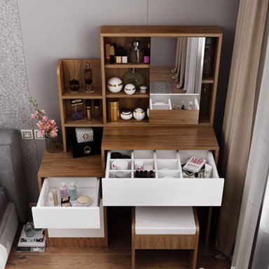 TOCADOR R&R MUEBLES MAAR MARRÓN CON BANQUETA MODERNO - 2