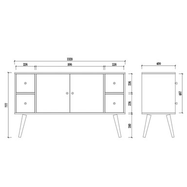 APARADOR R&R MUEBLES SHAGUI MULTICOLOR MODERNO 2 PUERTAS 4 CAJONES - 3
