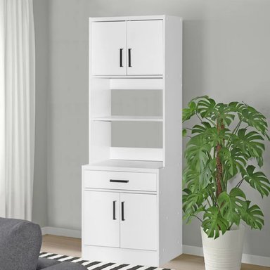MUEBLE PARA MICROONDAS R&R MUEBLES ALANA 2 REPISAS 1 CAJÓN MODERNO BLANCO RYR MUEBLES