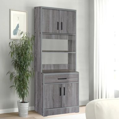 MUEBLE PARA MICROONDAS R&R MUEBLES ALANA 2 REPISAS 1 CAJÓN MODERNO GRIS RYR MUEBLES