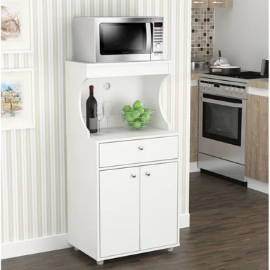 MUEBLE PARA MICROONDAS R&R MUEBLES SONNE 1 CAJÓN MODERNO BLANCO RYR MUEBLES