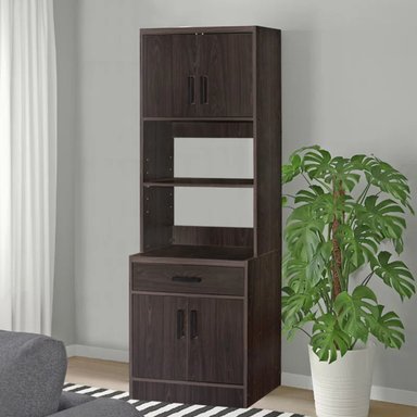 MUEBLE PARA MICROONDAS R&R MUEBLES ALANA 2 REPISAS 1 CAJÓN MODERNO MARRÓN RYR MUEBLES