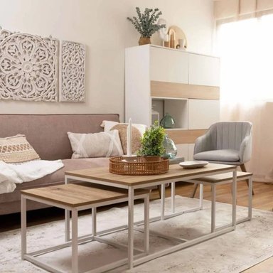 SET DE 3 MESAS DE CENTRO R&R MUEBLES SOFY NÓRDICA