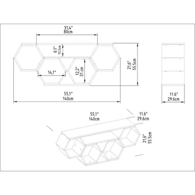 MUEBLE PARA TV R&R MUEBLES NOGAWA 55' MODERNO BLANCO - 2