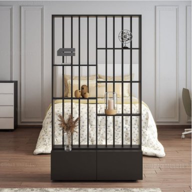 ESTANTE R&R MUEBLES MIRIAM NEGRO SEPARADOR AMBIENTE 100 CM