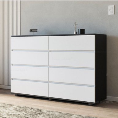 COMODA R&R MUEBLES NILAN MODERNA MULTICOLOR NEGRO BLANCO