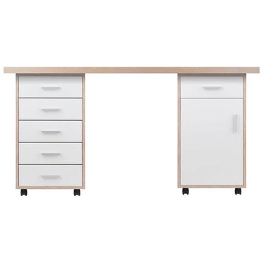 ESCRITORIO MODERNO R&R MUEBLES HUGO 146 CM X 59 CM MARRÓN CLARO CON RUEDAS - 2