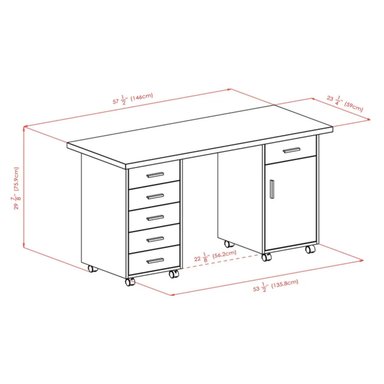 ESCRITORIO MODERNO R&R MUEBLES HUGO 146 CM X 59 CM MARRÓN CLARO CON RUEDAS - 3