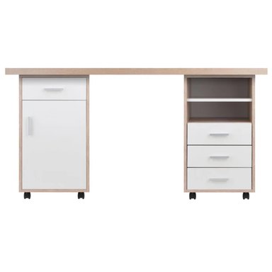 ESCRITORIO MODERNO R&R MUEBLES GABRIEL 146 CM X 59 CM MARRÓN CLARO CON RUEDAS - 2