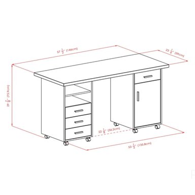 ESCRITORIO MODERNO R&R MUEBLES GABRIEL 146 CM X 59 CM MARRÓN CLARO CON RUEDAS - 3