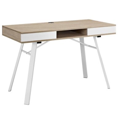 ESCRITORIO MODERNO R&R MUEBLES ISABELLA 120 CM X 55 CM MARRÓN CLARO 2 CAJONES - 2