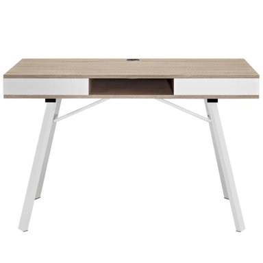 ESCRITORIO MODERNO R&R MUEBLES ISABELLA 120 CM X 55 CM MARRÓN CLARO 2 CAJONES - 3