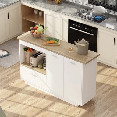 ISLA DE COCINA R&R MUEBLES SYLPHYLEEL 1 CAJÓN MODERNA BLANCO Y MARRON 40CM RYR MUBLES