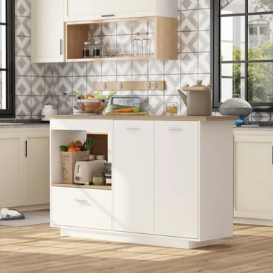 ISLA DE COCINA R&R MUEBLES SYLPHYLEEL 1 CAJÓN MODERNA BLANCO Y MARRON 40CM RYR MUBLES - 2