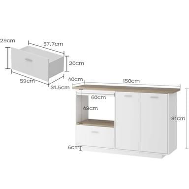 ISLA DE COCINA R&R MUEBLES SYLPHYLEEL 1 CAJÓN MODERNA BLANCO Y MARRON 40CM RYR MUBLES - 4