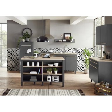 ISLA DE COCINA R&R MUEBLES JOULE MODERNA NEGRO Y MARRON RYR MUBLES