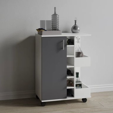 MUEBLE DE COCINA R&R MUEBLES KUSE 2 REPISAS MODERNO BLANCO Y NEGRO RYR MUEBLES